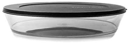 Tupperware Clear Collection Classic Royal Flache Schüssel 2 L Schwarz | Servier und Aufbewahrungsschüssel, Luftdichter Deckel, Transparentes Design, Flache Form, Stapelbar, Spülmaschinengeeignet