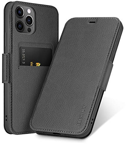 ELESNOW Case Compatible with iPhone 12/12 Pro, Leather Magnetic Flip Cover with Card Slot Phone Case for Apple iPhone 12/12 Pro 6.1 inch (Black)
