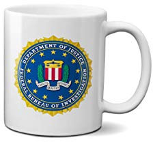 FBI Department of Justice Tasse – USA National Security Government Secret Federal Keramikgriff Idee, robuster Griff, spülmaschinen- und mikrowellengeeignet (weißer Griff)