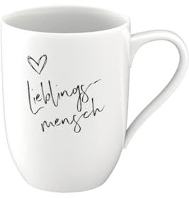 Villeroy & Boch - Statement, Becher mit Henkel, Lieblingsmensch, 280ml, Premium Porzellan, weiß