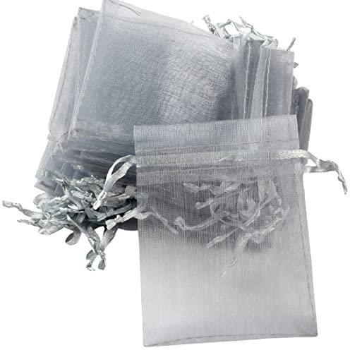 Teegxddy 100PCS Organza Beutel, Taschen Geschenk-Beutel-Organza Schmuck Beutel, Lavendelquetschkissen Ideal für Schmuck Geschenke Süßwaren Ehe-7x9cm (Grey)