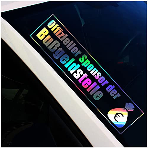 Finest Folia Frontscheibenaufkleber Schriftzug Sponsor Bußgeldstelle Aufkleber für Windschutzscheibe Heckscheibe Frontscheibe Auto Fahrzeug Dekor Sticker FS121 (Hologramm, Außenklebend)