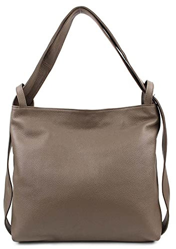 ITALYSHOP24.COM OBC Damen Tasche Rucksack 2 in 1 Umhängetasche Schultertasche Umhängetasche Daypack Leder Rucksacktasche Shopper Backpack Freizeitrucksack (Taupe (echtes Leder))