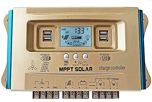 SOGTICPS 60A Wind Solar Hybrid Controller MPPT LCD Dual USB 12V 24V 36V 48V 60V Batterieladeregler
