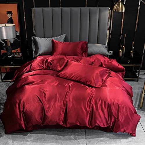 Wine Silky Bedding Set Full Adults Zipper