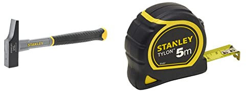 STANLEY STHT0-54159 Marteau de menuisier, Gris & 1-30-697 - Mètre Tylon Bi matière 5m X 19mm - Ruban Anti-Corrosion - Blocage Du Ruban - Position Du Zéro Réel - Classe Ii - Crochet Pour Ceinture