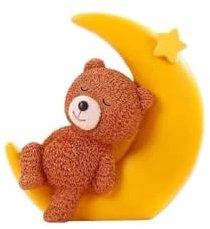 Mini-Tortenaufsatz, Motiv: Bär und Mond, leicht, Ornament, Heimdekoration, Geschenk für Kinder, Jungen, Mädchen, Geburtstag, Party, Babyparty, Hochzeit, Motto Babybedarf (D)