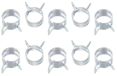 sourcing map 10pcs 15mm Spring Band Type Action Fuel/Silicone Vacuum Hose Pipe Clamp Low Pressure Air Clip Clamp, Zinc Plated
