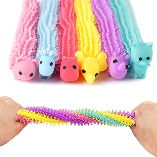 AWAVM 6 Stück Bunte sensorische Schnur, Autismus Spielzeug, Squeeze Nudel Spielzeug, Dekompression dehnbares Seil, Fidget Silikon Nudel Seil, Dekompression Spielzeug