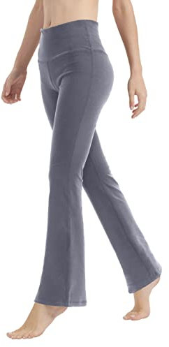 LaiEr Yogahose für Damen, Bauchkontrolle, Workout, Bootleg-Hose, hohe Taille, 4-Wege-Stretch-Hose mit Innentaschen(Light Grey,Large)