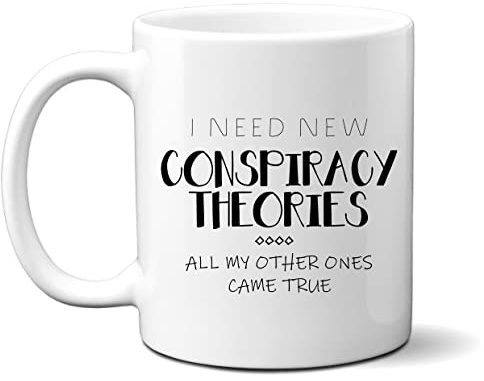 Denzie Digs Funny Personalised Mug, I Need New Conspiracy Theories, Political Humour, Birthday Gift for Men or Women, Colleague Friend
