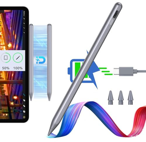 ESR Stylus Pen für iPad, magnetischer iPad Pencil Pro zum kabellosen Laden, Digital Pencil Pro mit Neigungsempfindlichkeit und Palm Ablehnung für iPad Pro 12.9/11, iPad Air 5/4 und iPad mini 6, Grau