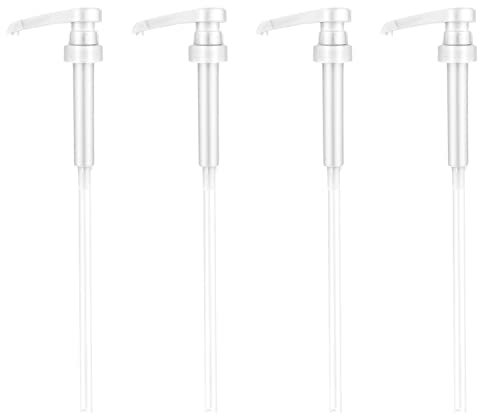 4 Pompe à Sirop à Café, Convient à la Plupart des Bouteilles de Sirop de 750 Ml, Coffee Syrup Pump Distributeur Sirop Pompe pour Café Maison Bouteille de Sirop à Café, Ne Coule Pas (Blanc)