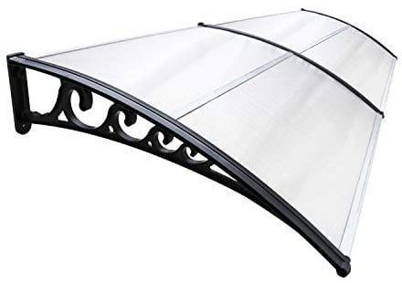 Ansobea Marquesina para puerta de entrada de 100 x 200 cm, toldo de aluminio y policarbonato, toldo transparente para puerta de entrada, protección contra la lluvia, la nieve y los rayos UV
