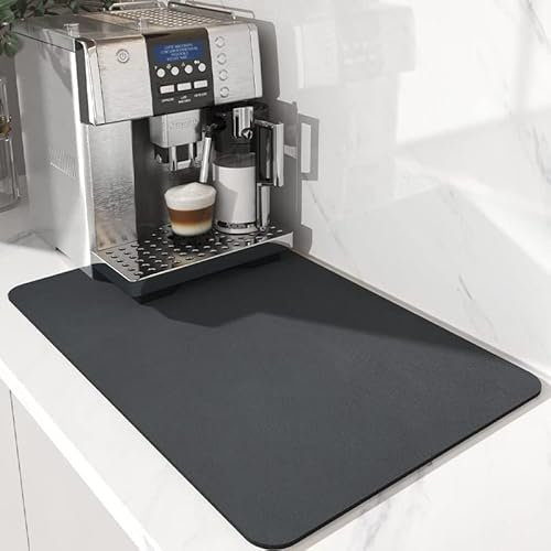 YQBFTC Kaffeemaschine Abtropfmatte,Schnelltrocknend Trockenmatte Abtropfmatte Geschirr,Kaffeemaschine Matte Unterlage,Spülmatte Super Saugfähige Abtropfmatte für Küche,Bad,Theke(40x60cm,Dunkelgrau)