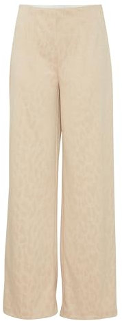 ICHI IHKATE Leopard Jacquard Wide PA Damen Stoffhose Hose 80% Polyester, 18% Viskose, 2% Elasthan Regular fit, Größe:XXL, Farbe:Doeskin (151308)