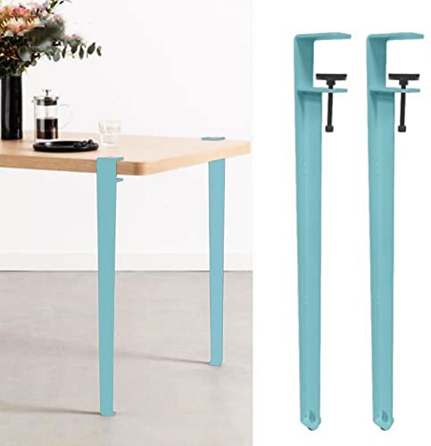BBAUER Metal Clamp Table Legs, F-Shapedniture Legs, Coffee Table Legs Bar Legs, for Diyniture Console, with Floor Protectors/Blue/71Cm(27.9In)