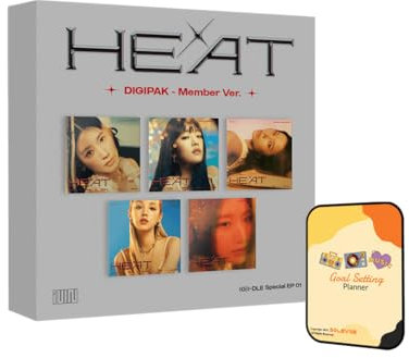 (G) I-DLE HEAT Album [Digipack -Member ver. (5 Member Full Set)]+Pre Order Benefits+BolsVos Exclusive K-POP Inspired Digital Merches (Goal Setting Planner, Sticker Pack)