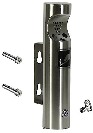 QmjdDymx Standing Ashtray Outdoor, Wall Mounted Ashtray Stainless Steel Cigarette Bin Smokeless Ash Tray Waterproof Easy To Clean Public Ashtray For Patio, Office, Restaurant Bar, Silver 30cm
