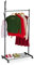 Relaxdays Garderobe mit Rollen, HxBxT: 165 x 80 x 44 cm, Metall, Ablage, mobiler Kleiderständer, Rollgarderobe, schwarz