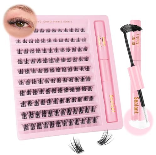 Sixstarhair Kit Extension Faux Cils Natural Faux Cils Individuel Naturel Cluster Lashes Avec Bond and Seal 8-16mm 120 PCS DIY Cils Individuels