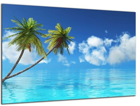DARO Design - Wand-Bild 6mm HDF 84x56 cm Tropen Palmen Meer - Wand-Deko Bilder Wohnzimmer