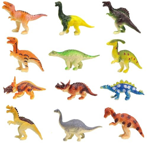 Dinosaurier Spielzeug Set, 12 Stück Dinosaurier Figuren Kinder, Mini Dinosaurier Figuren, Realistische Dinosaurier Figur, Kleine Dinosaurier Figuren, Party Spielzeug für Jungen Mädchen