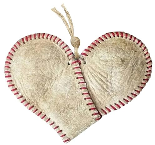 Baseball-Ornament, Vintage Sports Ornament 4.5 '' Herzförmiges Leder Baseball Weihnachten Ornamente Baseball-Fan Geschenke für Papa Freund Mann Style 1 Wohnkulturwaren Waren