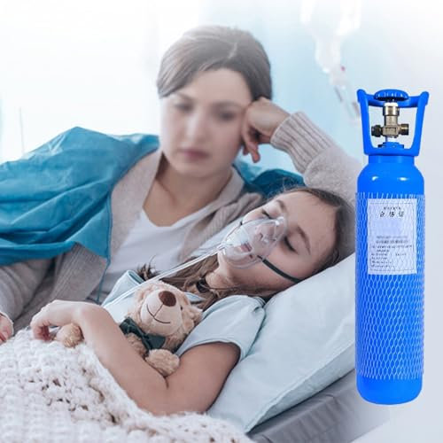 PASPRT Bouteille d'oxygène Domestique pour l'asthme/Respiration, réservoir d'oxygène Portable en Acier Inoxydable avec Masque et Tuba (6 litres)