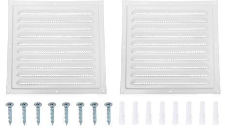 PATIKIL 2Pcs 10X10 Rejilla de Ventilación de Acero Inoxidable Blanco | Cubierta de Salida de Ventilación de Pared Exterior Rejilla de Aire Hvac con Pantalla de Malla