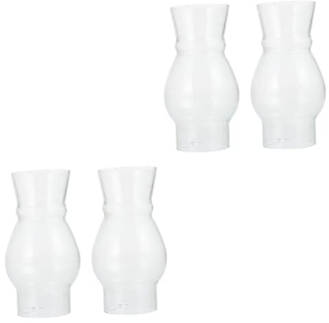 HOMSFOU Glaszylinder Ohne Boden 4 Stück Lampenschirm Paraffinlampe Tischlampe Schirm Lampe Kamin Innendekoration Kaminlampe Öllampen Für Innenbeleuchtung Vintage Klarer Kerzenhalter Glaskugel Lampe