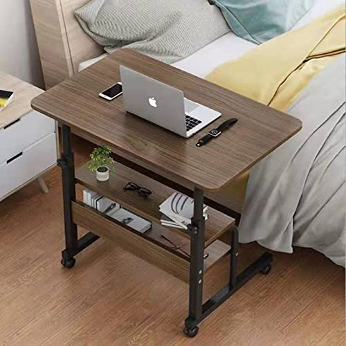 GUIXAN Overbed Table Adjustable Height with Wheels, Movable Side Table Over Bed Sofa End Table with Storage Bedside Laptop Table for Couch, Living Room,Blue