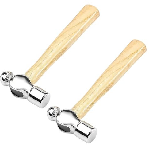 Rundkopf-Hammer, Hammer, Kugel-Hammer mit Holzgriff, für Leder, Handwerk, mechanische Werkstatt, Bau, 2 Stück