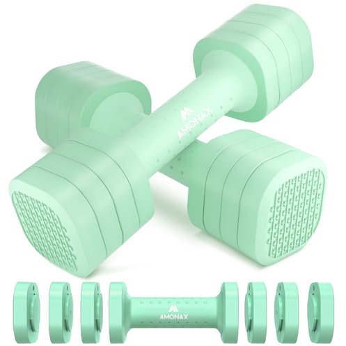 Amonax Hanteln Frauen Set, 4-in-1 Verstellbare Hanteln, 1kg/1.5kg/2kg/2.5kg Dumbbell Set für Frauen und Männer, Gewichte Hantel für Krafttraining Zuhause, Home Workout Equipment