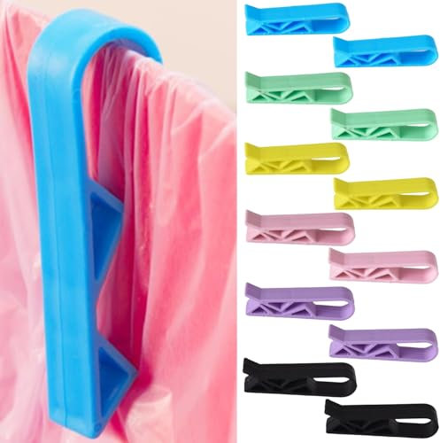 DILUSILK 12 PCS Garbage Bin Clips, Anti-Slip Waste Bin Bag Clamp Clips Plastic Trash Can Clip Trash Bag Holder for Kitchen Garbage Waste Trash Can Junk Bag Fixed Clips
