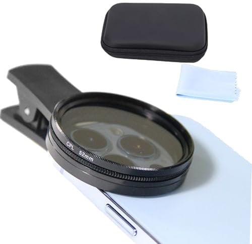 Biglumin Filtre de polarisation - Filtre CPL 52 mm Universel, pour téléphone Portable Filtre polarisant, Accessoire pour Objectif de téléphone Portable, Filtre cpl Pratique, Filtre cpl.