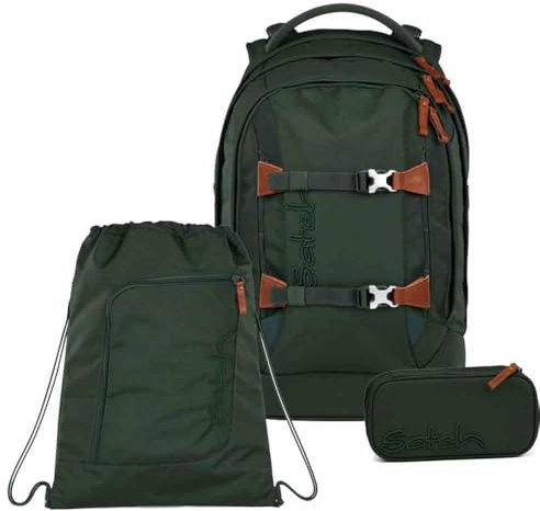 Satch Pack Nordic Skandi Edition Schulrucksack Set 3tlg. inkl. Schlamperbox und Sportbeutel (Nordic Forest Green)