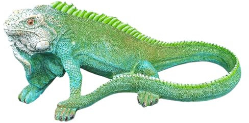 Aspinaworld Gartenfigur Kleiner grüne Leguan Figur 16 cm lang, Figur für den Garten, wetterfesten Deko