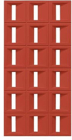 Artiz Raumteiler-Sichtschutz, PU-Trennwand Doppelseitiger Neun-Raster-Ziegel Leichthohlziegel Hintergrundwand, Eingang, Wohnraumtrennwand(Chinese Red)