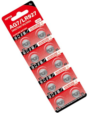 ZIDDAR AG7 Knopfbatterien LR57 LR927 395 SR927W SR57 SR927 V399 D399 GP399 SR927PW SR327W 395/399, geeignet für Uhren, 10 Stück