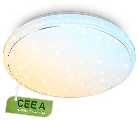 BRILONER - LED Ceiling Light with EEC A Light Source, Remote Control, Dimmable, Warm White to Cool White, Ceiling Lights for Living Room, Bedroom, Lounge, 48 x 8 cm, White