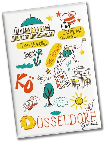 Düsseldorf Wimmelbild Souvenir Souvenir Magnet - Tonhalle kreativer Souvenir Magnet mit Stadt-Design NRW Reiseandenken Souvenir