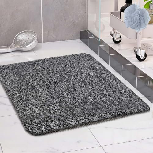 COSYLAND Tappeto Doccia Antiscivolo 80x80cm – Tappetino Doccia Antiscivolo in PVC Morbido, Senza Ventose, con Drenaggio Rapido, Comfort per Piedi, per Bagno, Anziani e Bambini, Nero e Bianco