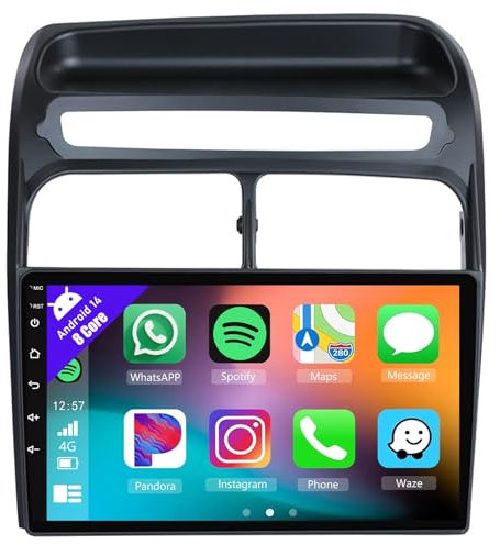 Generico Android 14 Autoradio per Fiat Grande Punto Linea 2007-2012 Wireless 2 DIN CarPlay Touchscreen da 9'' Autoradio Mirror Link GPS Bluetooth DSP SWC+Telecamera di retromarcia AHD(4 Core(1+32 GB)