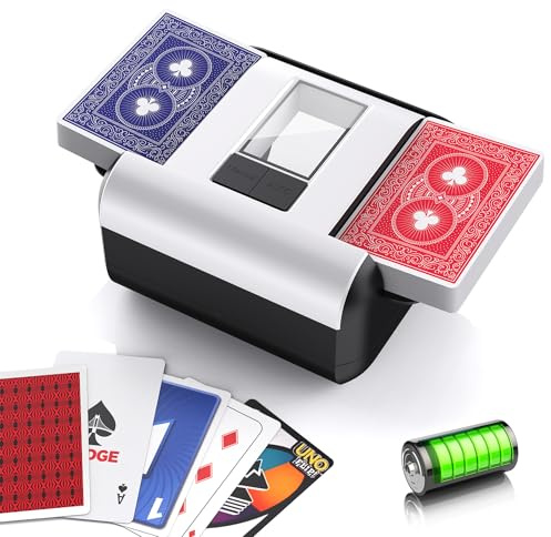BillionFun Kartenmischmaschine Elektrische - Automatischer Mischmaschine Karten, 2000mAh Wiederaufladbar| Geräuscharm, 2s Schnelles Mischen, Kartenmischgerät für Poker, UNO, Skip BO, Blackjack