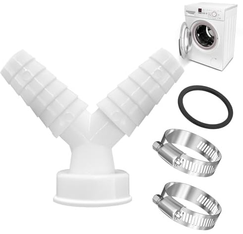 Adaptador de desagüe de doble conexión para lavadora y lavavajillas, colector en Y con abrazadera de manguera Ø20 – 32 mm, para manguera con boquilla de entrada de 18 – 24 mm y salida tubo de 40 mm