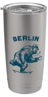 Berlin - Berlin-Bär - Skater Bär - Hauptstadt Berlin Doppelwandiger Edelstahl-Thermobecher