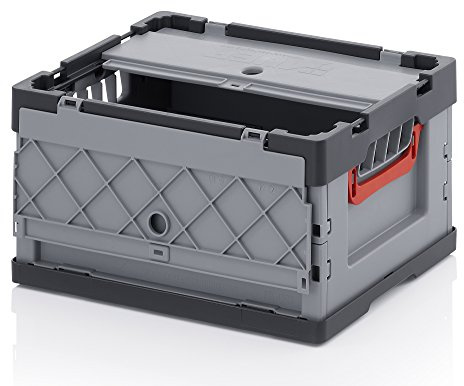 Auer Packaging 5x Profi-Faltbox 40 x 30 x 22 kleine Transportkisten im 5er Set mit Deckel Lagerbox stapelbar | Stapelbox Behälter Transportbox Klappbox Lagerkiste Plasikbox