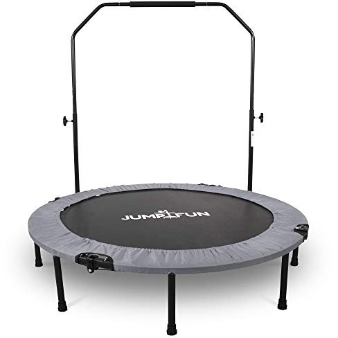 JUMP4FUN Mini-Trampolin, Fitness, faltbar, Doppel-Bar – Ø 122 cm, Grau