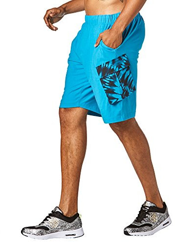 Zumba Fitness Herren Dancing Warrior Cargo Fitness Shorts Männer Unterseiten, Sea of Blue, XS